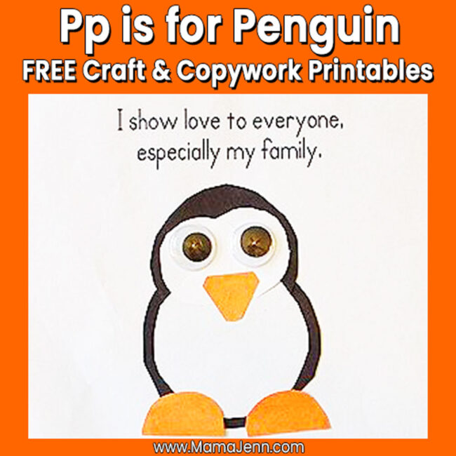 MFW Kindergarten Craft Copywork Pp Penguin