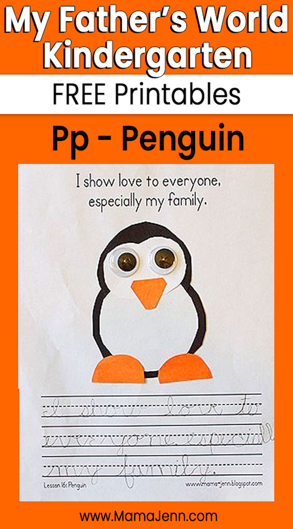 My Father's World Kindergarten Craft and Copywork Printables Pp Penguin