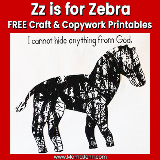 MFW Kindergarten Craft Copywork Zz Zebra