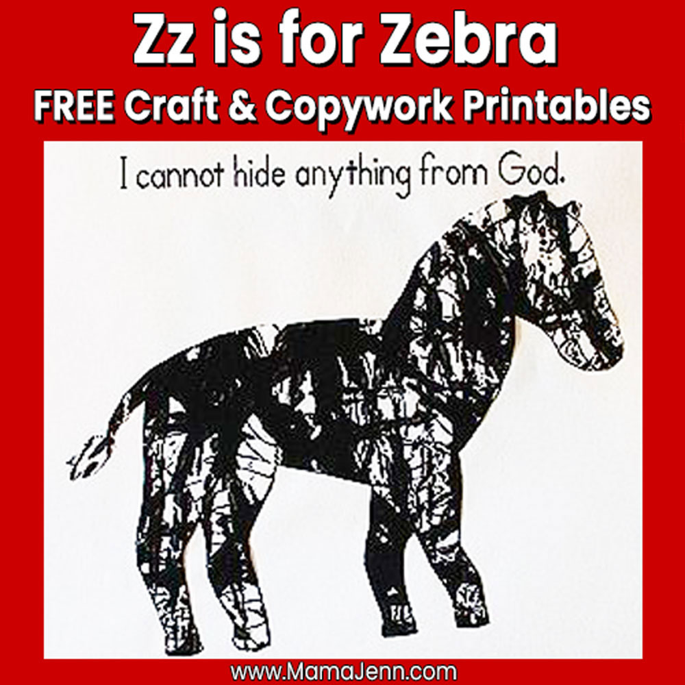 MFW Kindergarten Craft Copywork Zz Zebra