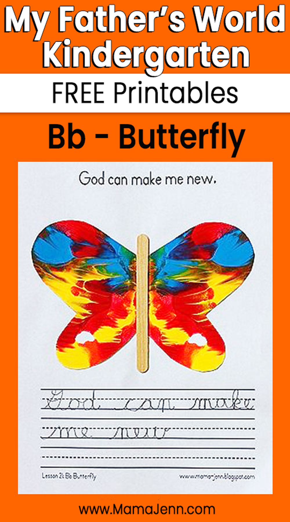 My Father's World Kindergarten Craft and Copywork Printables Bb Butterfly