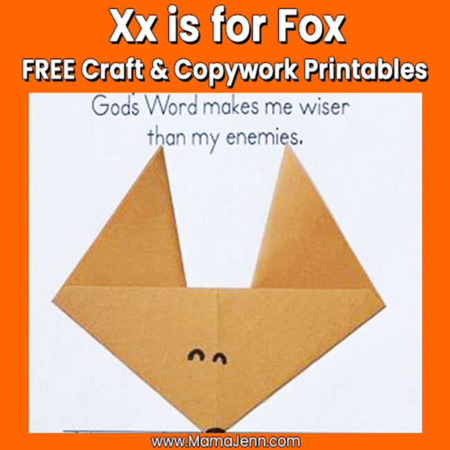 MFW Kindergarten Craft Copywork Xx Fox