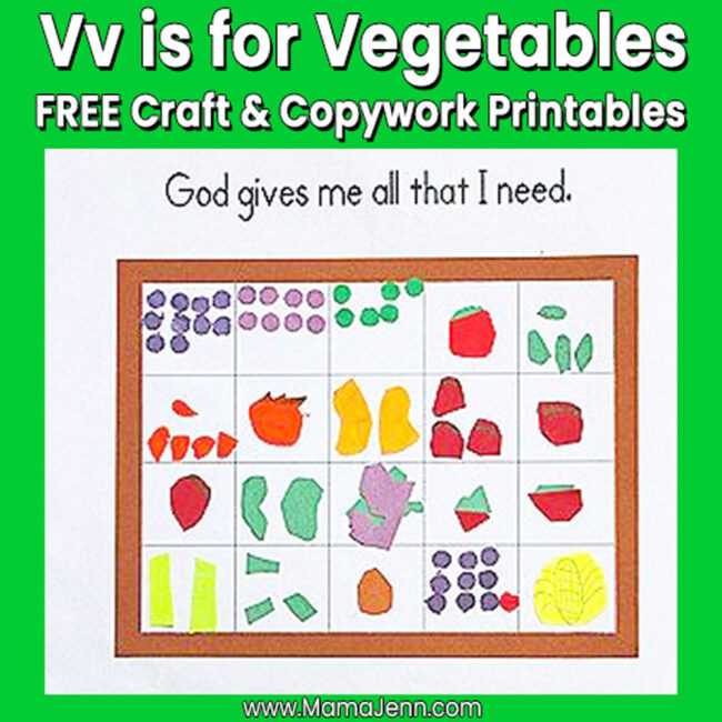 MFW Kindergarten Craft Copywork Vv Vegetables