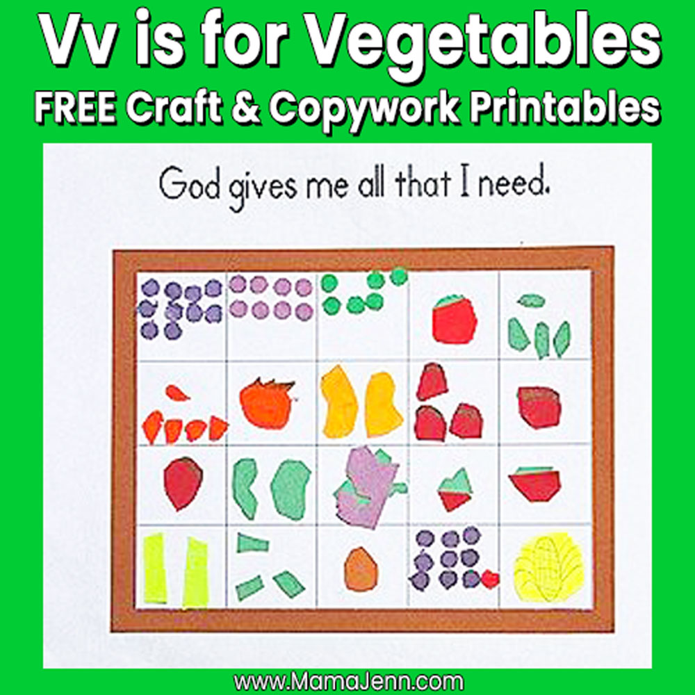 MFW Kindergarten Craft Copywork Vv Vegetables