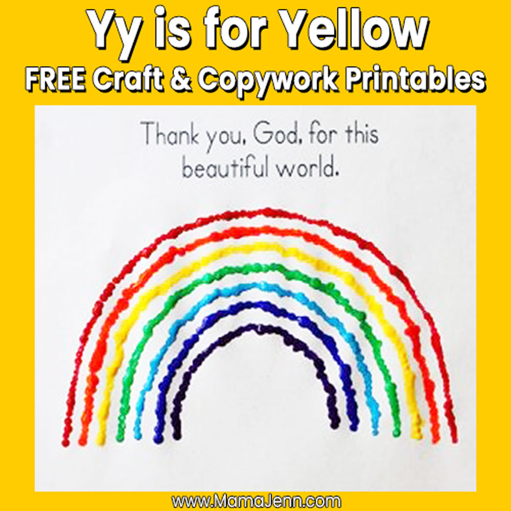 MFW Kindergarten Craft Copywork Yy Yellow