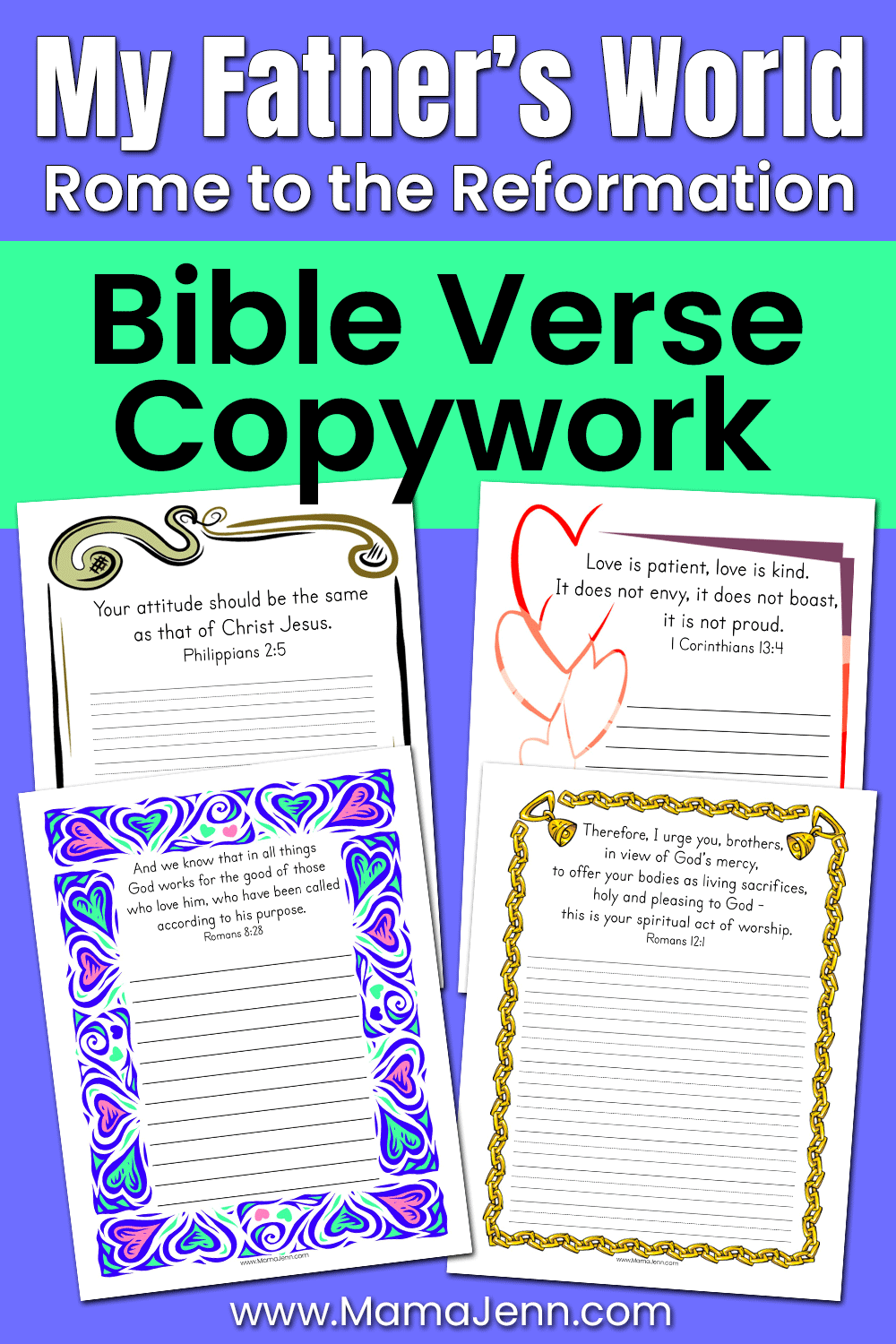 MFW RtR Bible Verse Copywork Pages