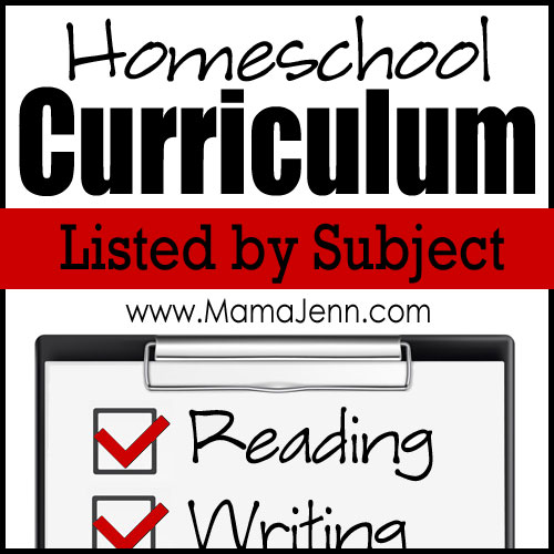 Homeschool Curriculum (listed by subject)