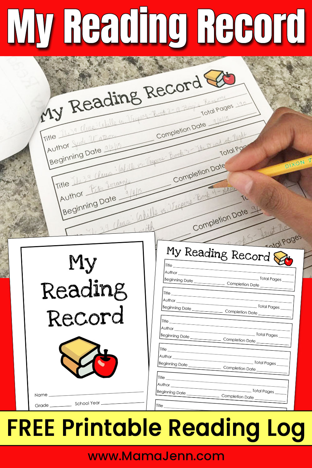 My Reading Record FREE Printable Reading Log for Kids