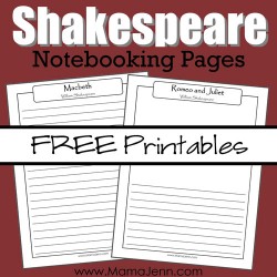 Shakespeare Notebooking Pages