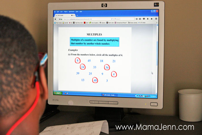 boy using CTCMath homeschool curriculum on desktop computer