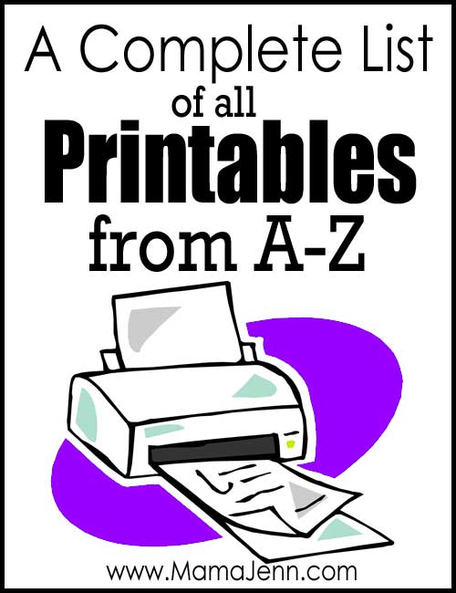 Complete List Printables A-Z