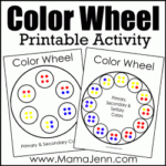 printable color wheel activity templates with text overlay