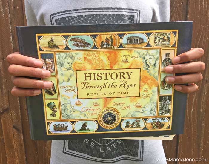 hands holding Home School in the Woods Record of Time history timeline binder