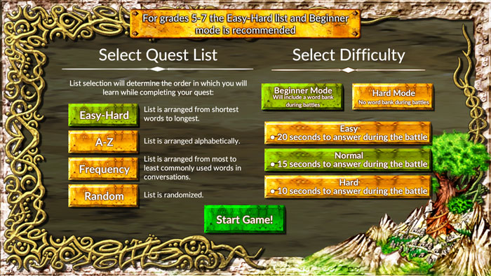 Vocabulary Quest Game Levels