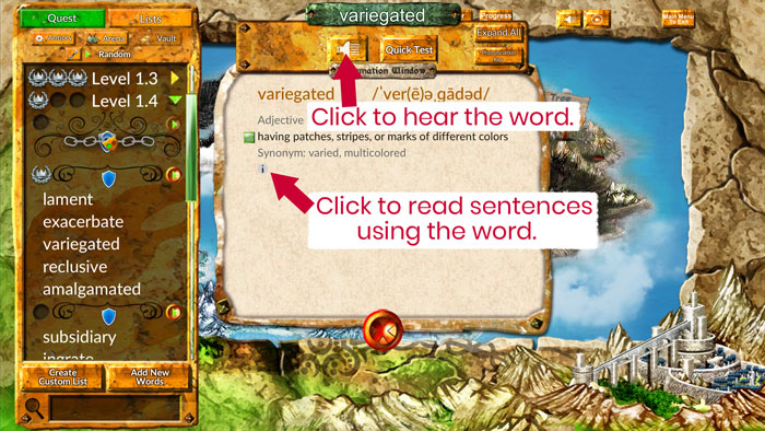 Vocabulary Quest Game Tips