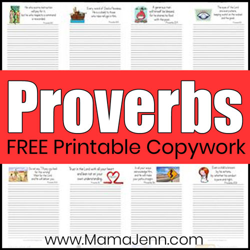 Free Printable Proverbs Bible verse copywork pages