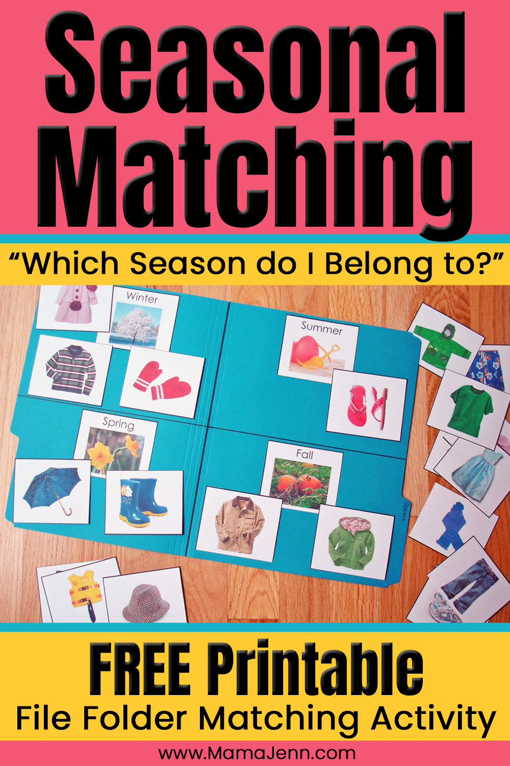 Seasonal Matching FREE Printable File Folder Activity