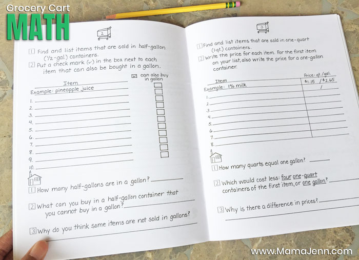 Grocery Cart Math workbook photo 2