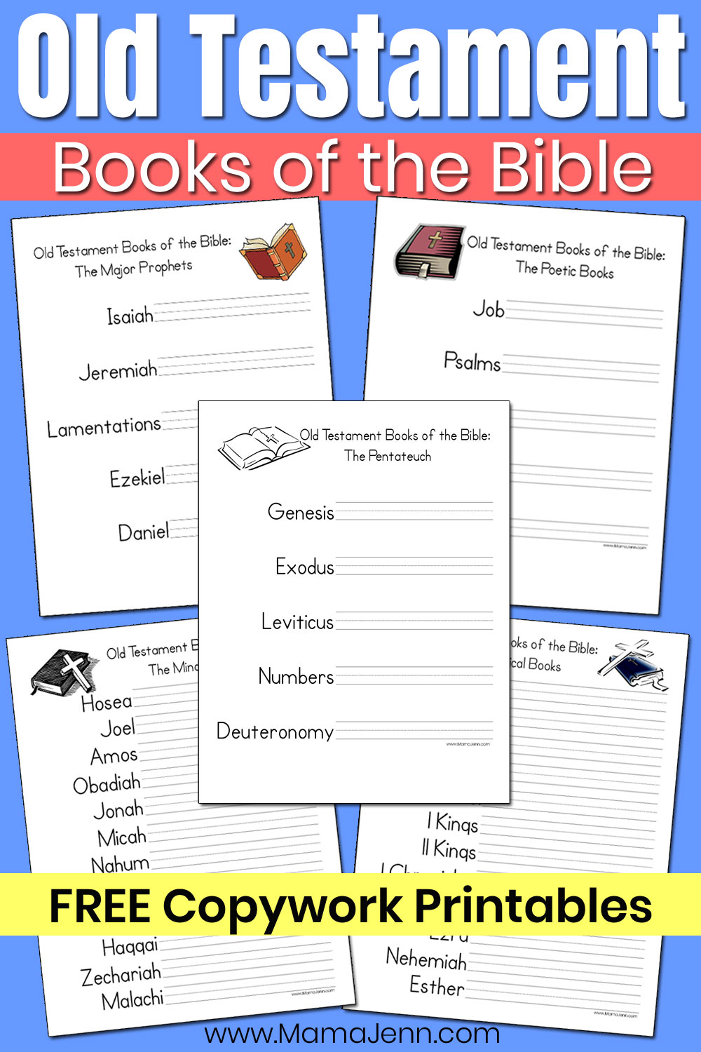 Old Testament Books of Bible Copywork FREE Printables