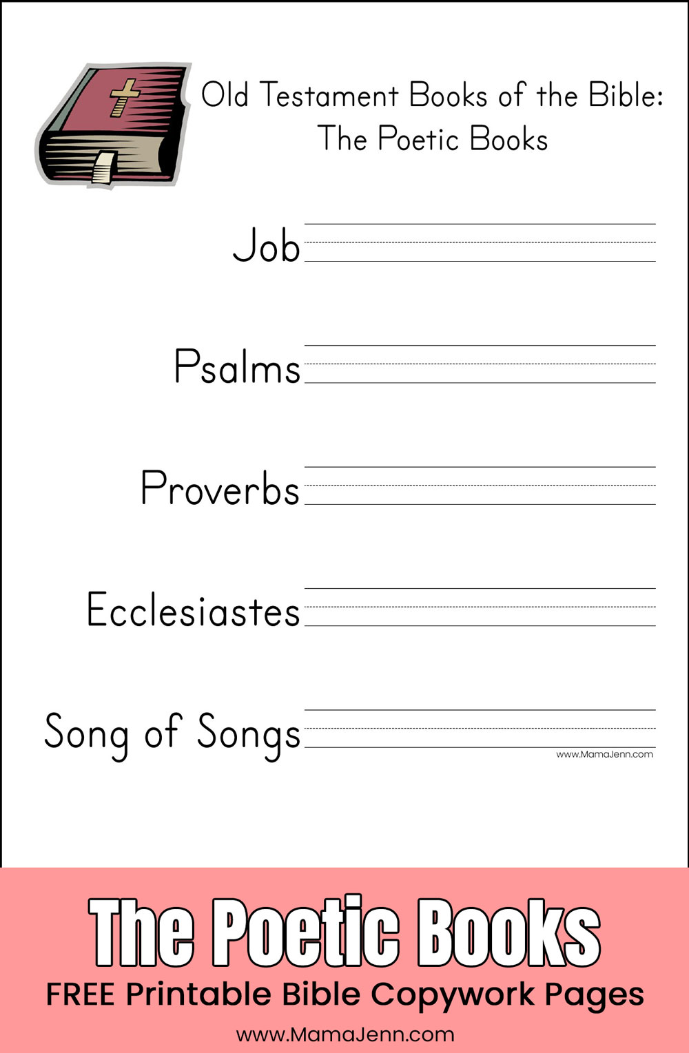 Old Testament Copywork Pages - The Poetic Books