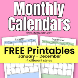 FREE Monthly Calendars