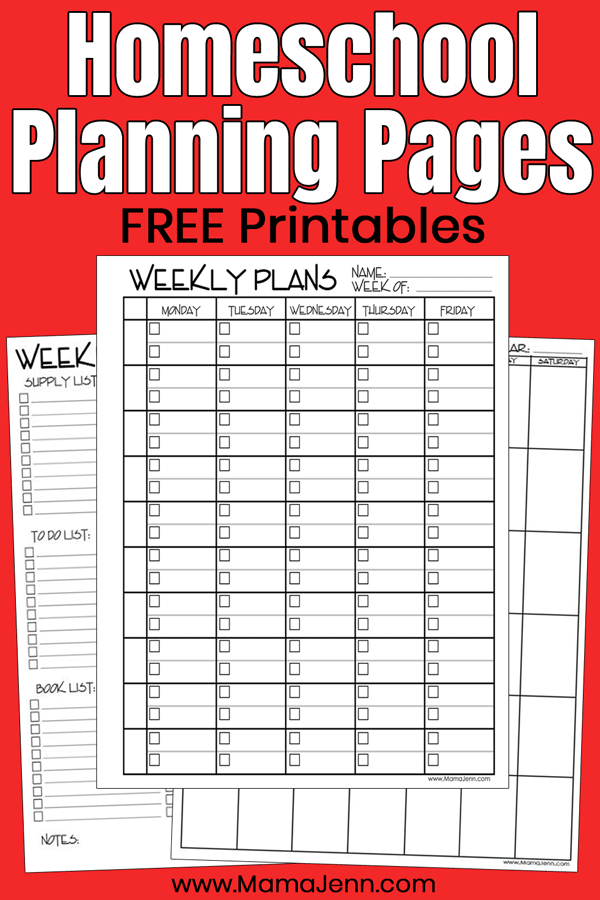 FREE Homeschool Planning Pages