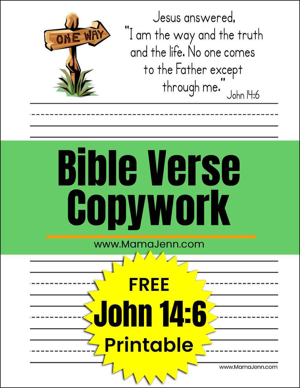 John 14:6 FREE Bible Verse Copywork Printables