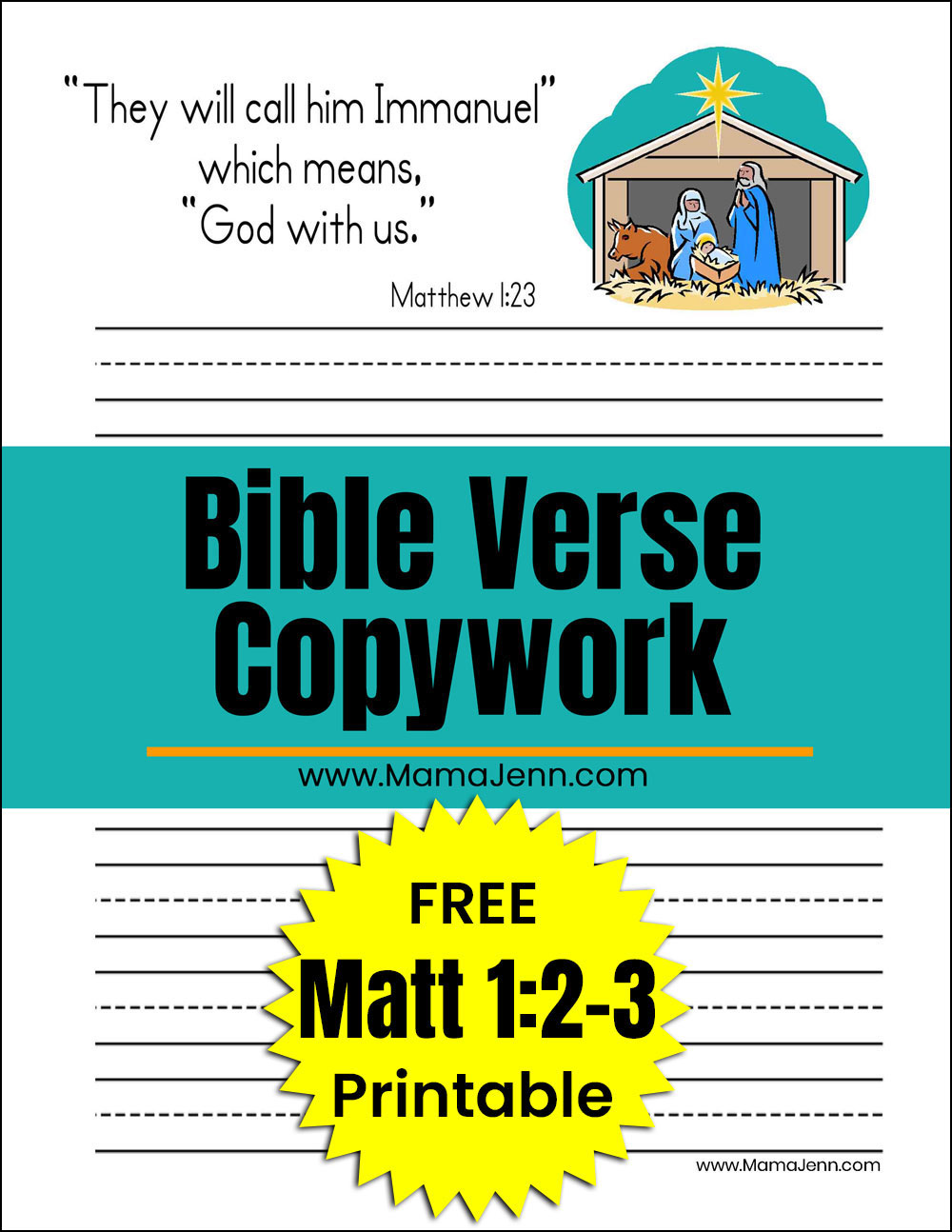 Matthew 1:2-3 FREE Bible Verse Copywork Printables