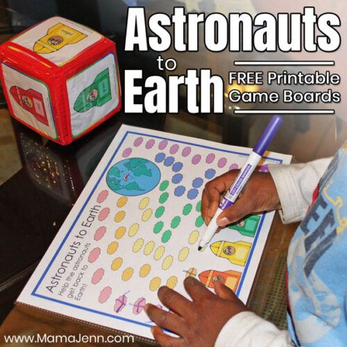 Astronauts to Earth Game Boards with Education Cubes