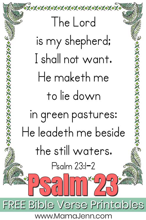 Psalm 23 Bible Verse FREE Printables