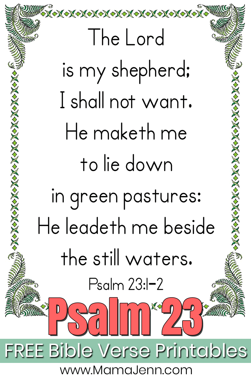 Psalm 23 Bible Verse Printables FREE