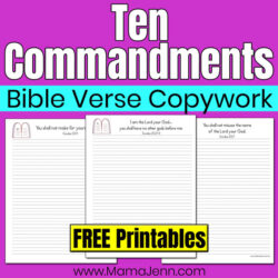 Ten Commandments Copywork Bible Verse Printables