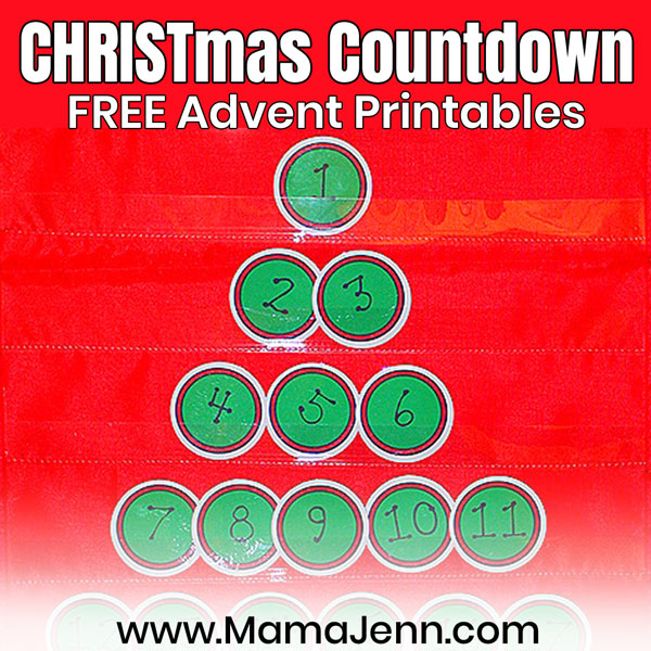 FREE Christmas Advent Countdown Printables
