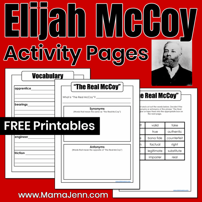 Elijah McCoy Printable Activity Pages