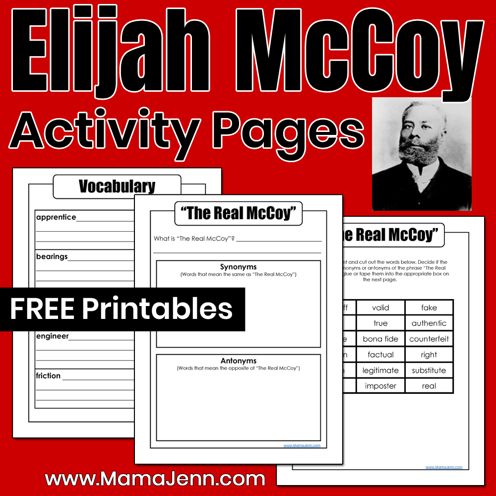 Elijah McCoy Printable Activity Pages
