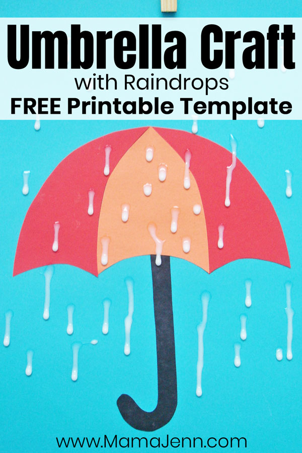 Umbrella Raindrop Craft FREE Template