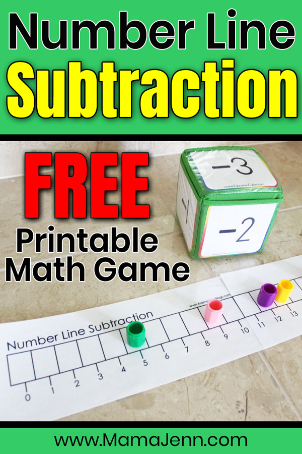 FREE Printable Number Line Subtraction Math Game