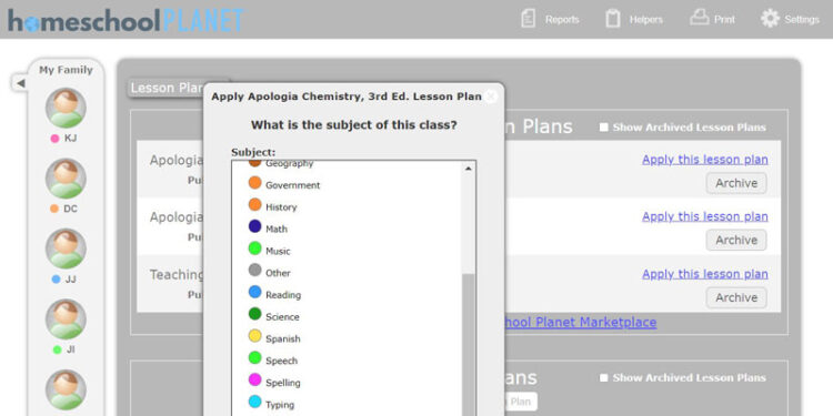 Homeschool Planet Online Planner