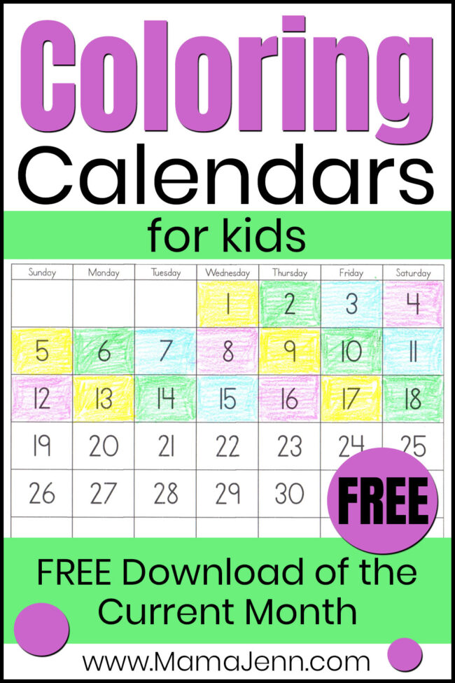 FREE Printable Calendars for Kids: Trace, Color or use Dot Markers
