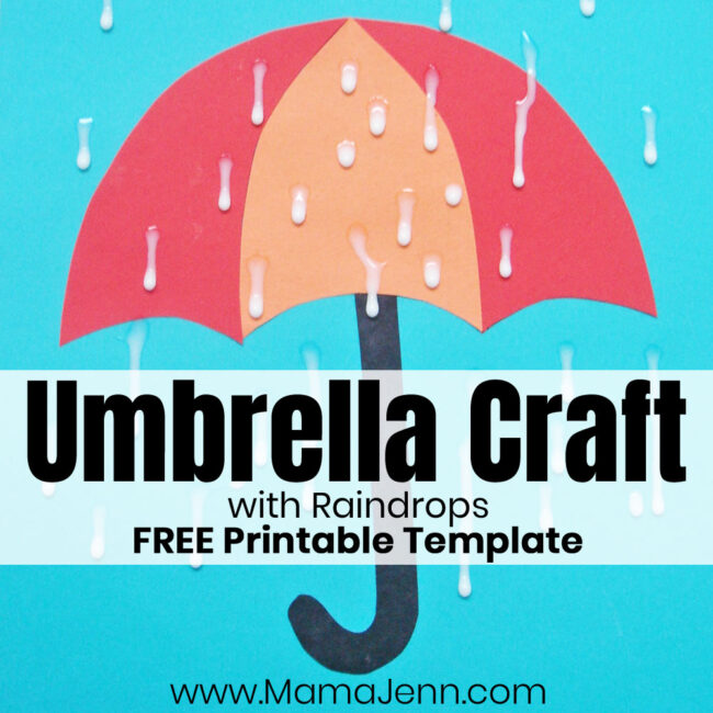 FREE Umbrella Raindrop Craft Template