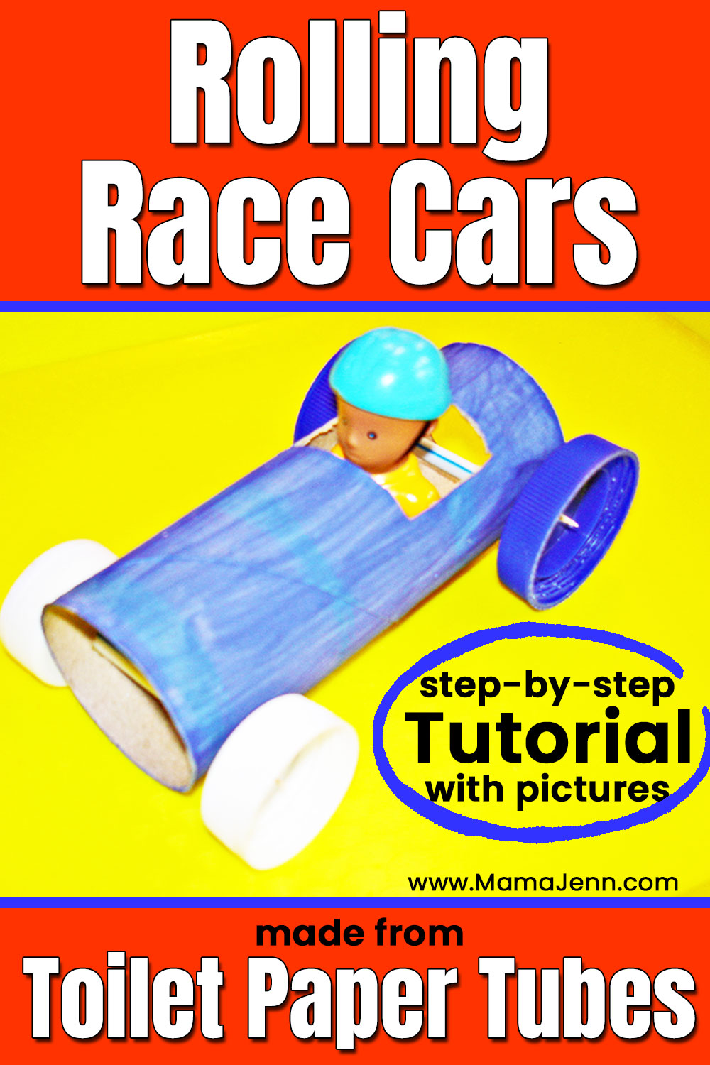 Toilet Paper TP Tube Rolling Race Car Tutorial Step-by-Step Instructions