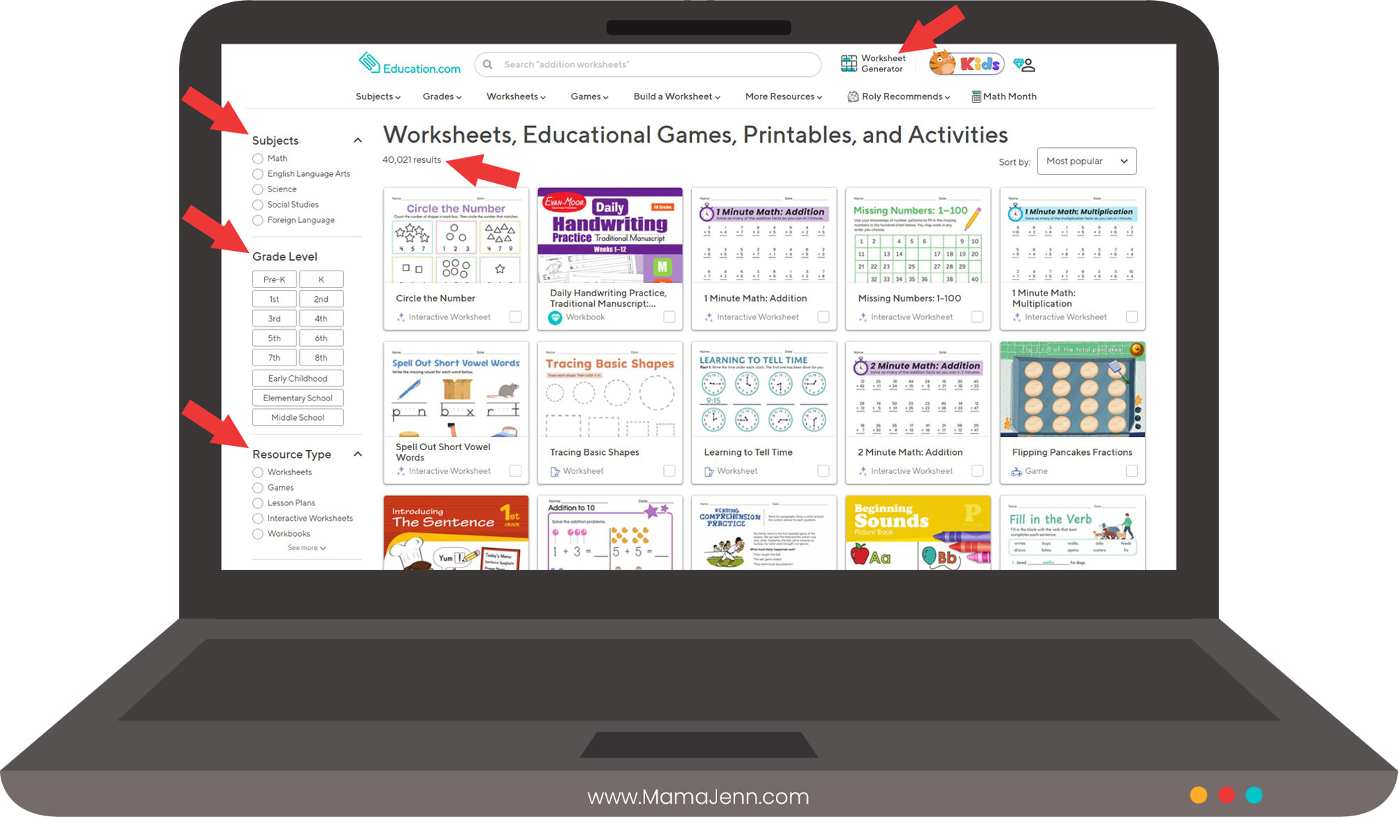 Education.com Dashboard
