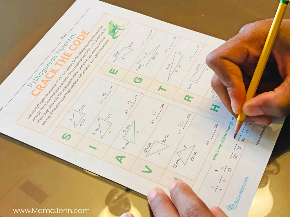 Pythagorean Theorem Education.com Worksheet