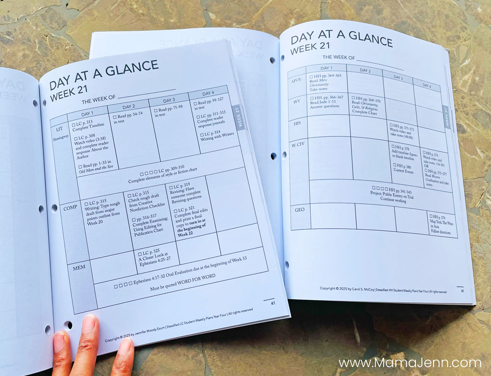 Steadfast Press Student Weekly Plans