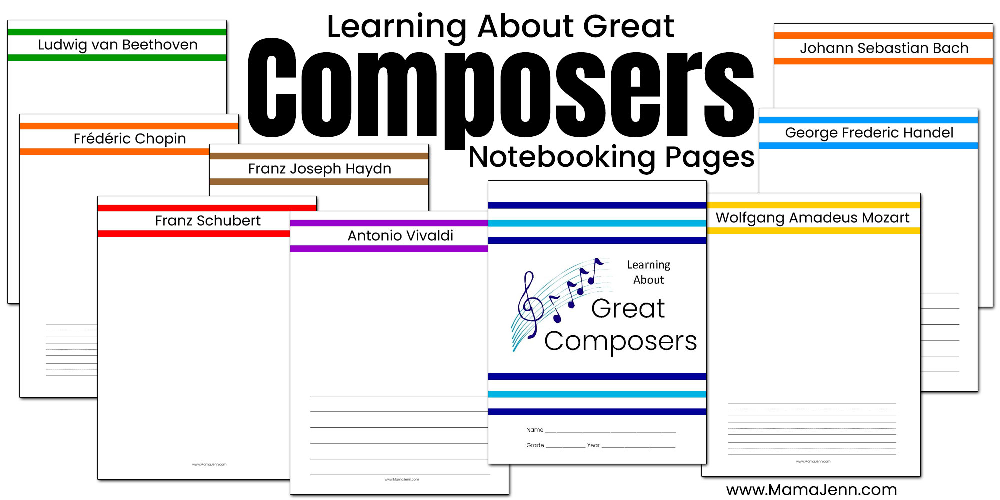Learning About Great Composers Printable Notebooking Pages